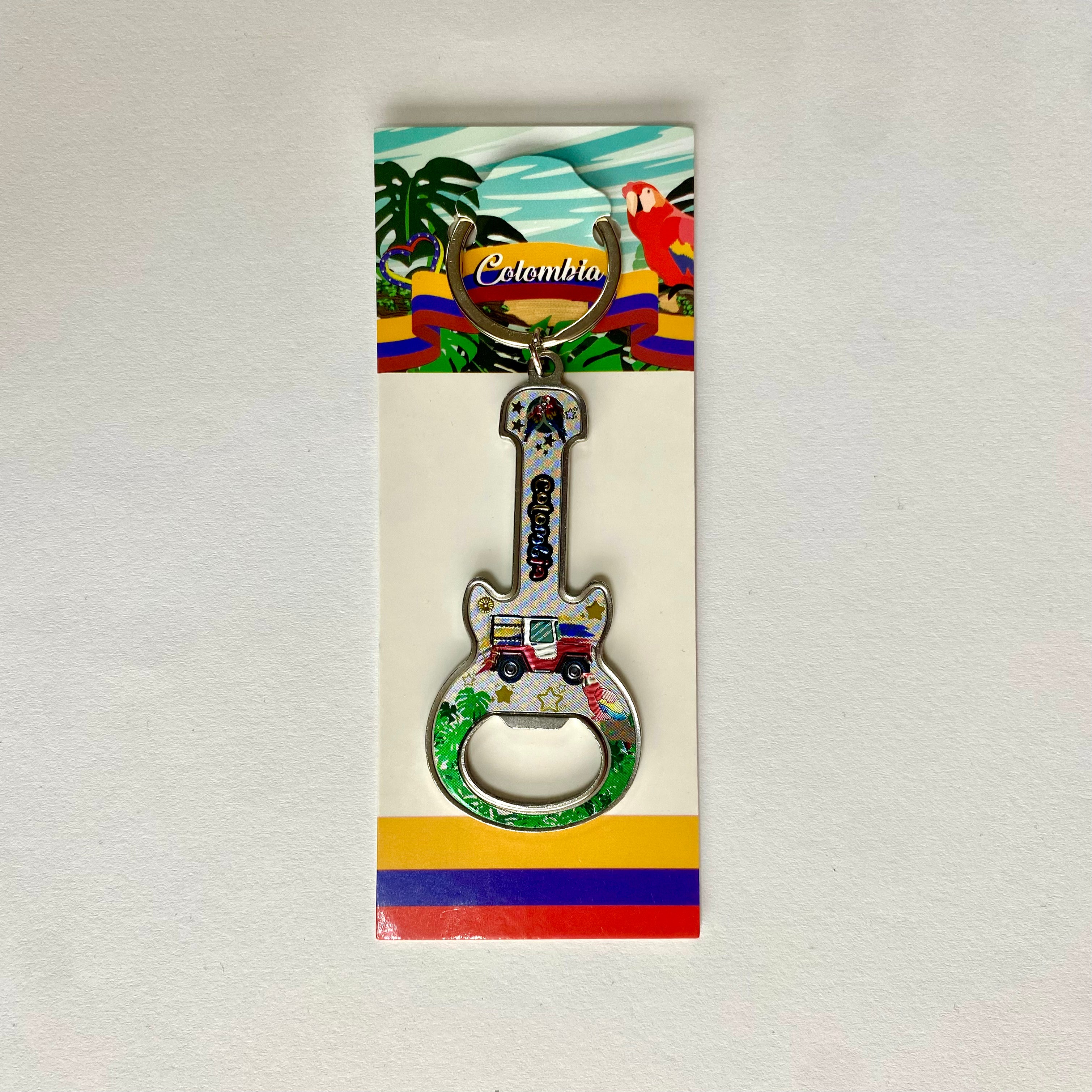 Llavero Destapador Guitarra Colombia — Souvenir