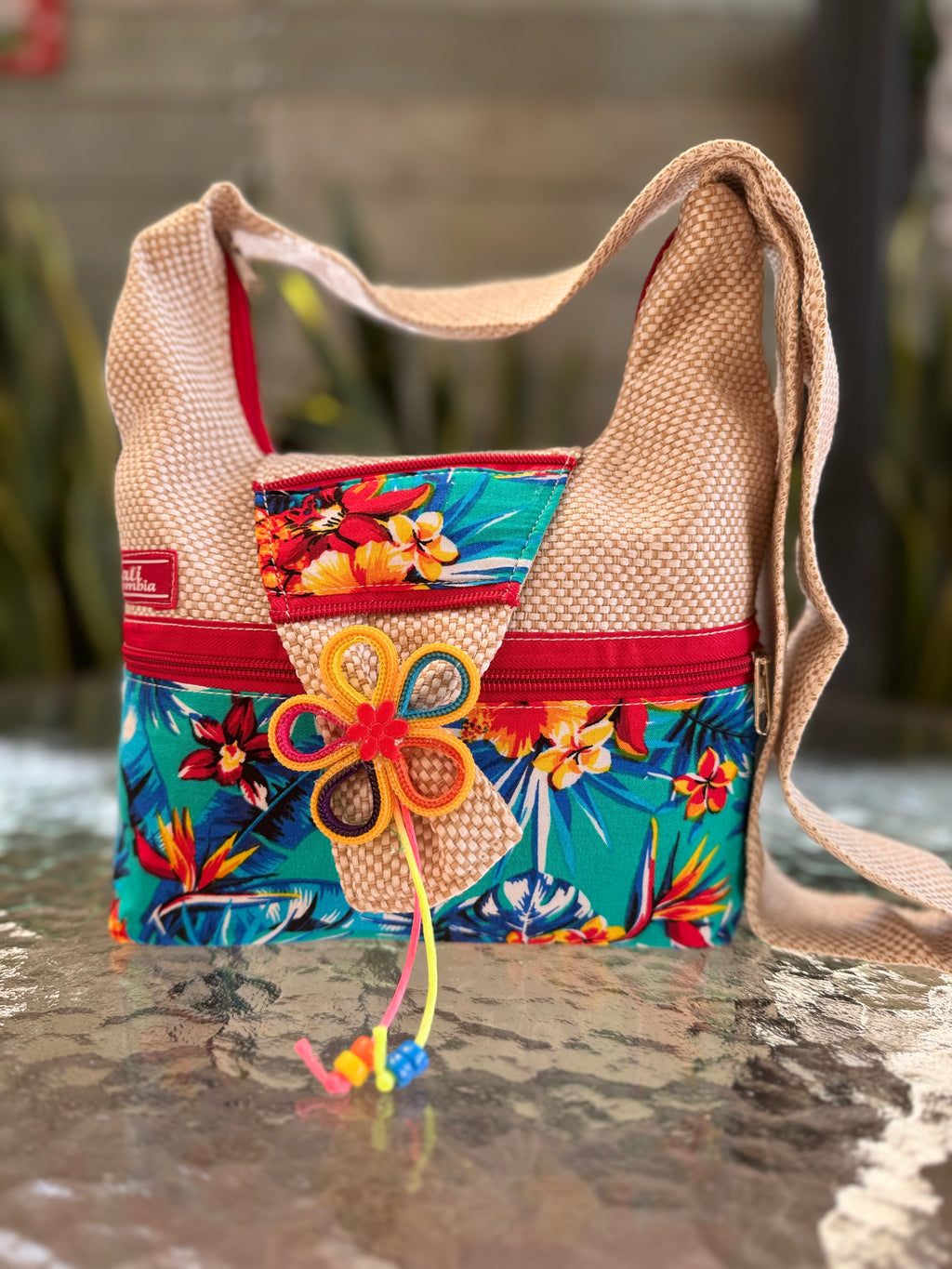 BOLSO DECORADO PEQUEÑO DE TELA