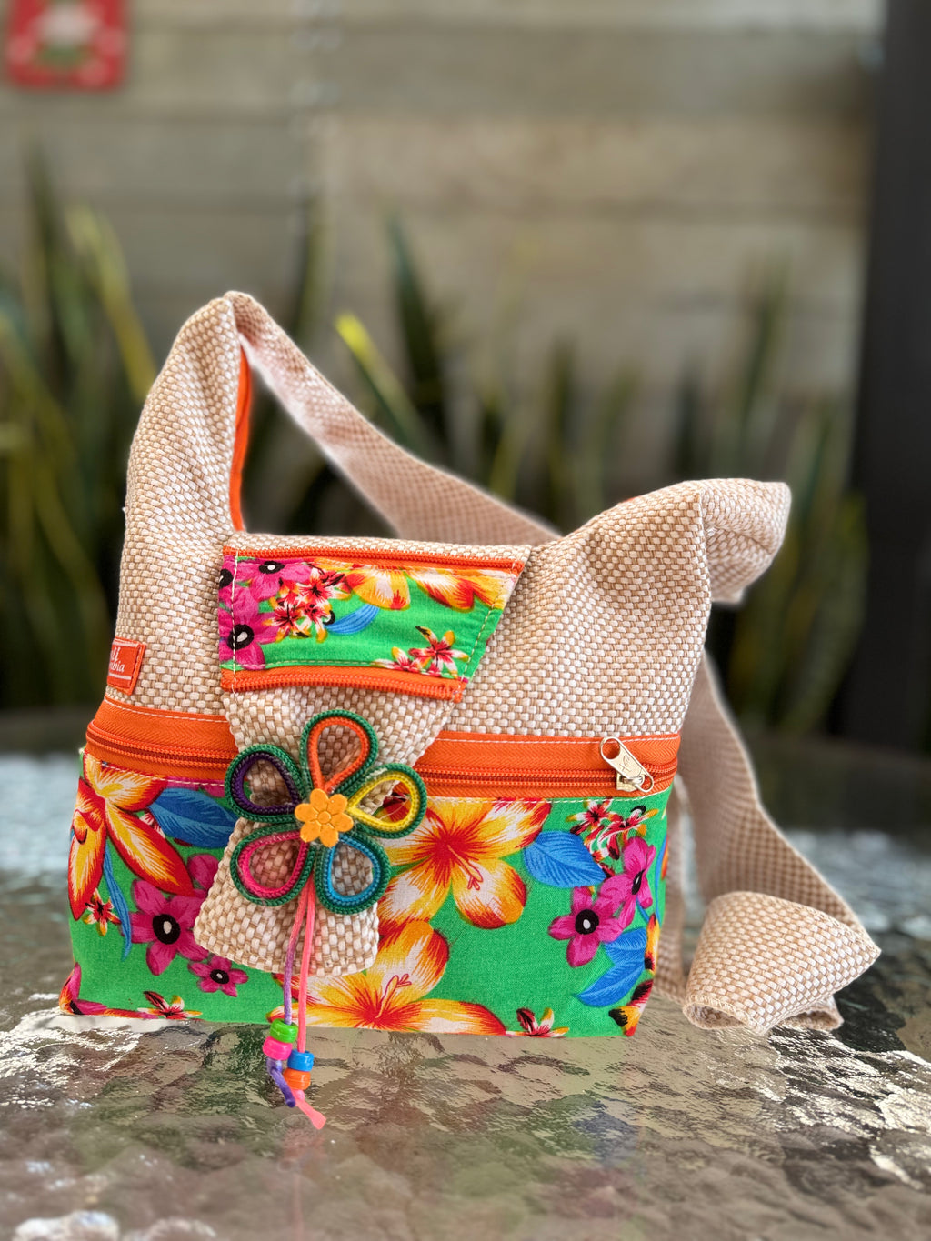 BOLSO DECORADO PEQUEÑO DE TELA