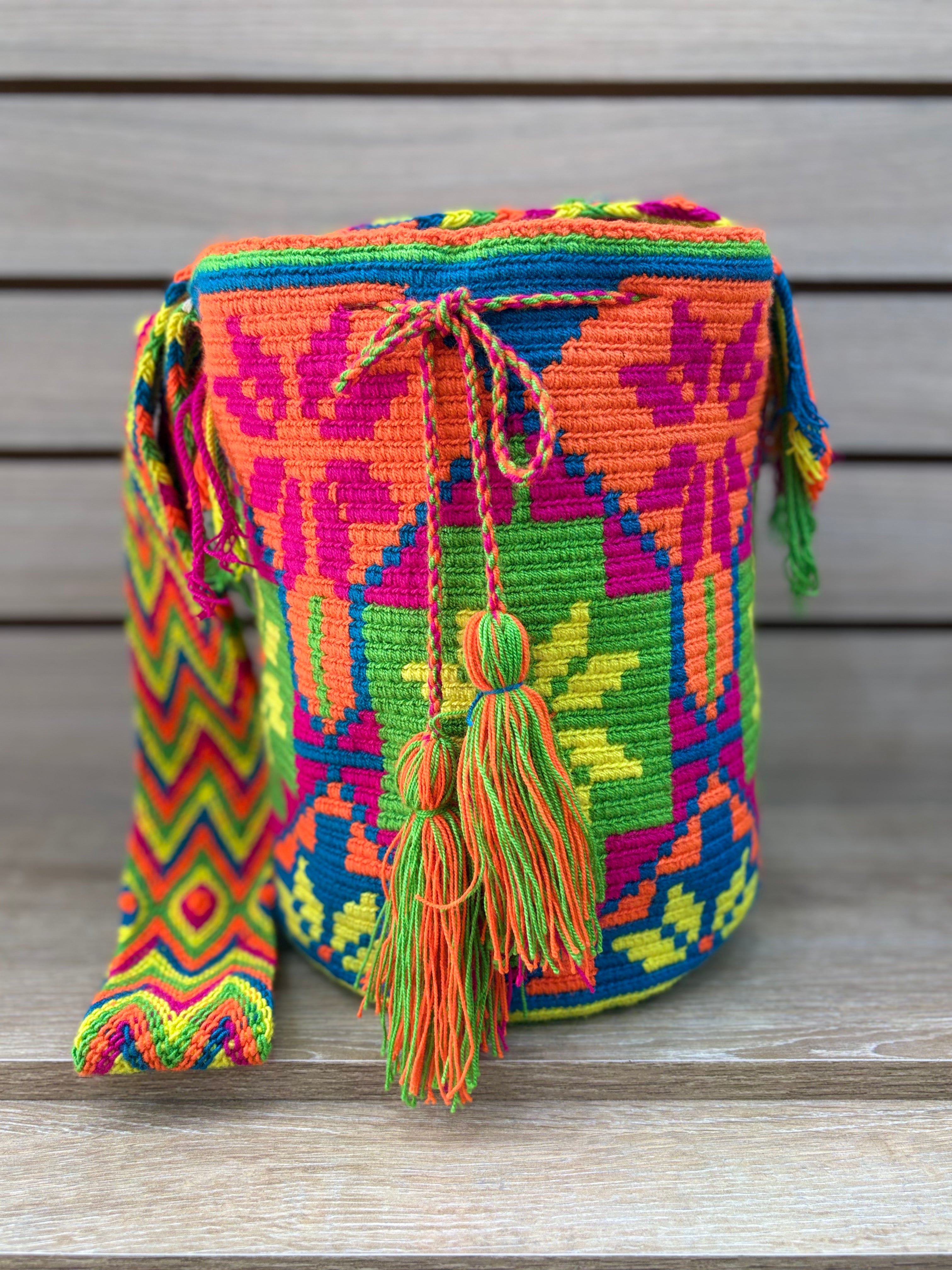 Mochila Wayuu Grande Patrones Multicolor - diseno 8
