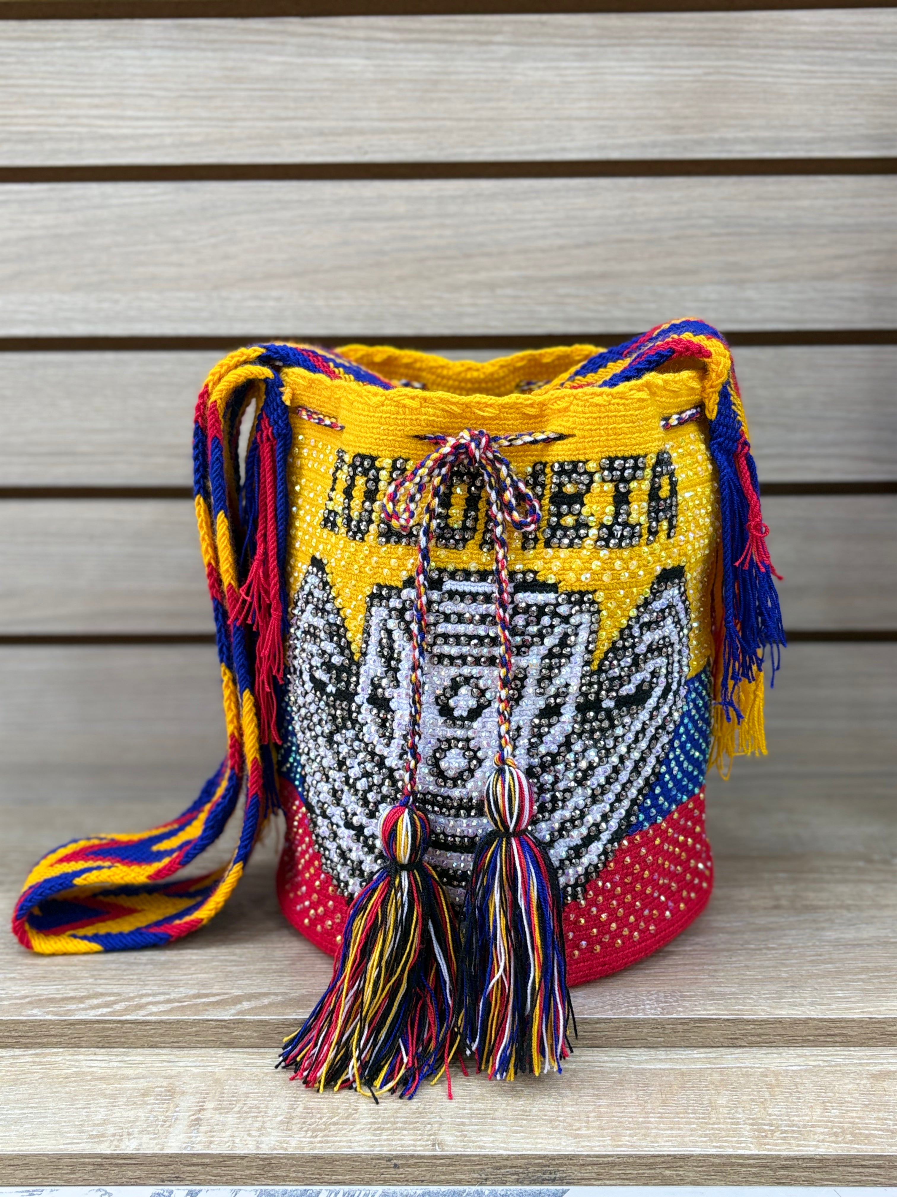 Mochila Wayuu Grande con Pedreria - diseno 2