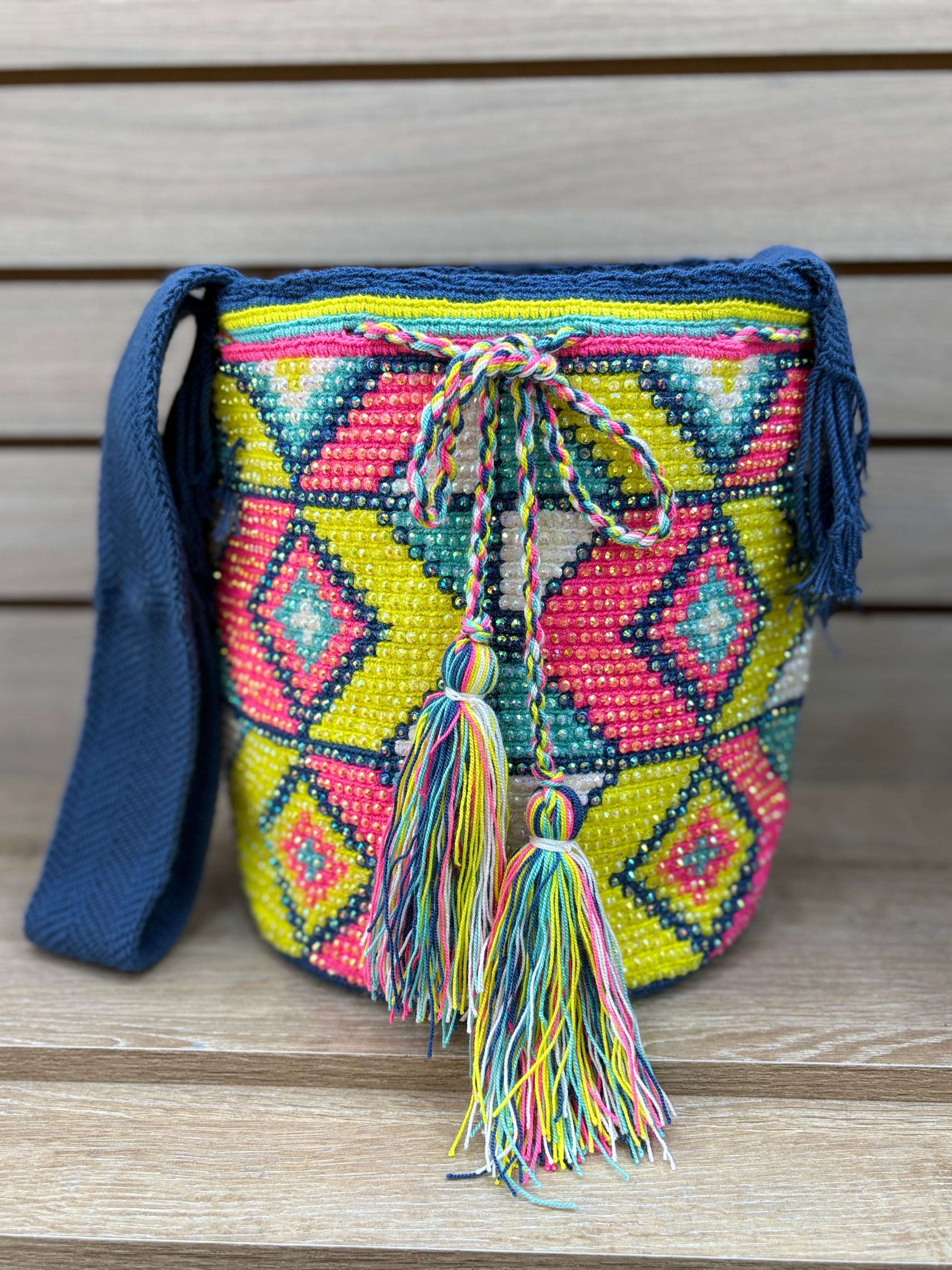 Mochila Wayuu Grande con Pedreria - diseno 8