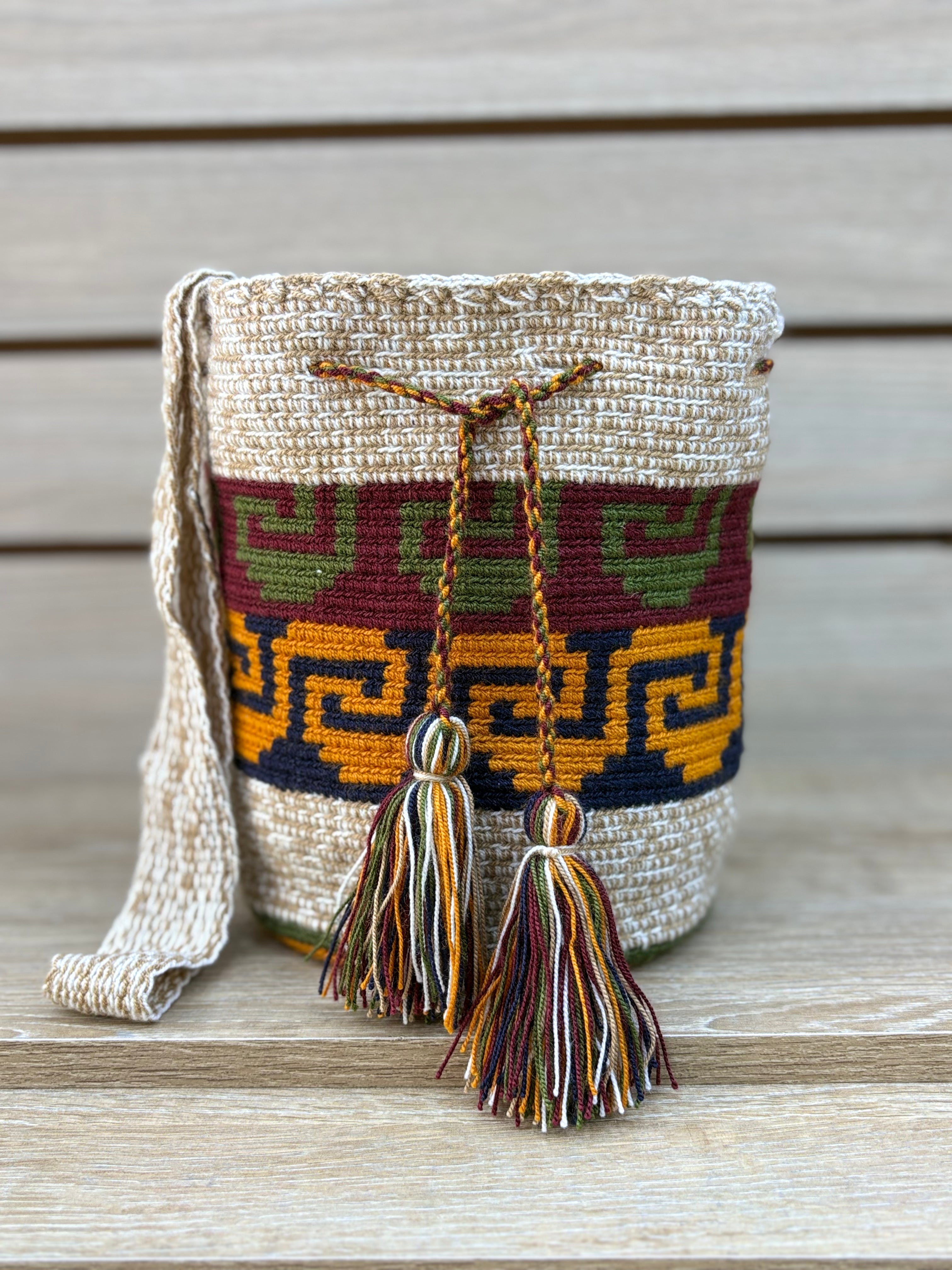 Mochila Wayuu Mediana Patrones Multicolor - diseno 2